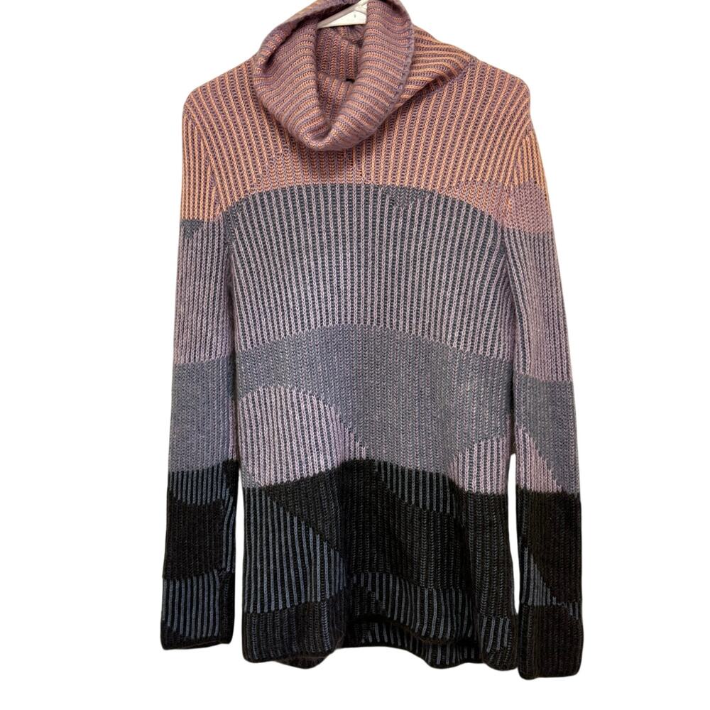 Emporio Armani Mohair Blend Cowl Neck Sweater IT 40 Colorblock Pink Gray Italy